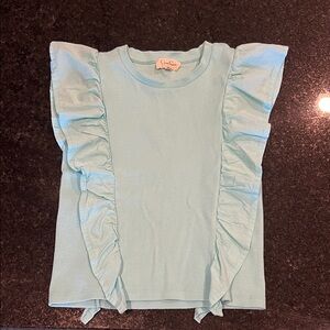 Jessica Simpson Light Blue Ruffle Sleeve Tee